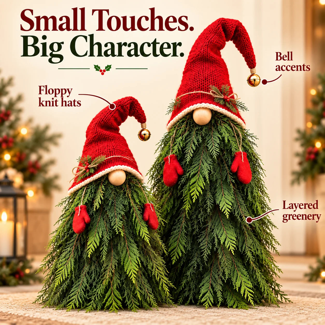 Small Touches. Big Character. — Christmas evergreen gnome decoration