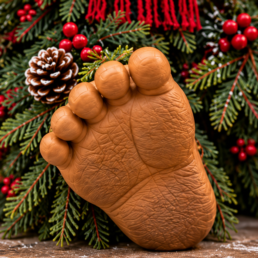 Close detail of oversized textured Sasquatch foot