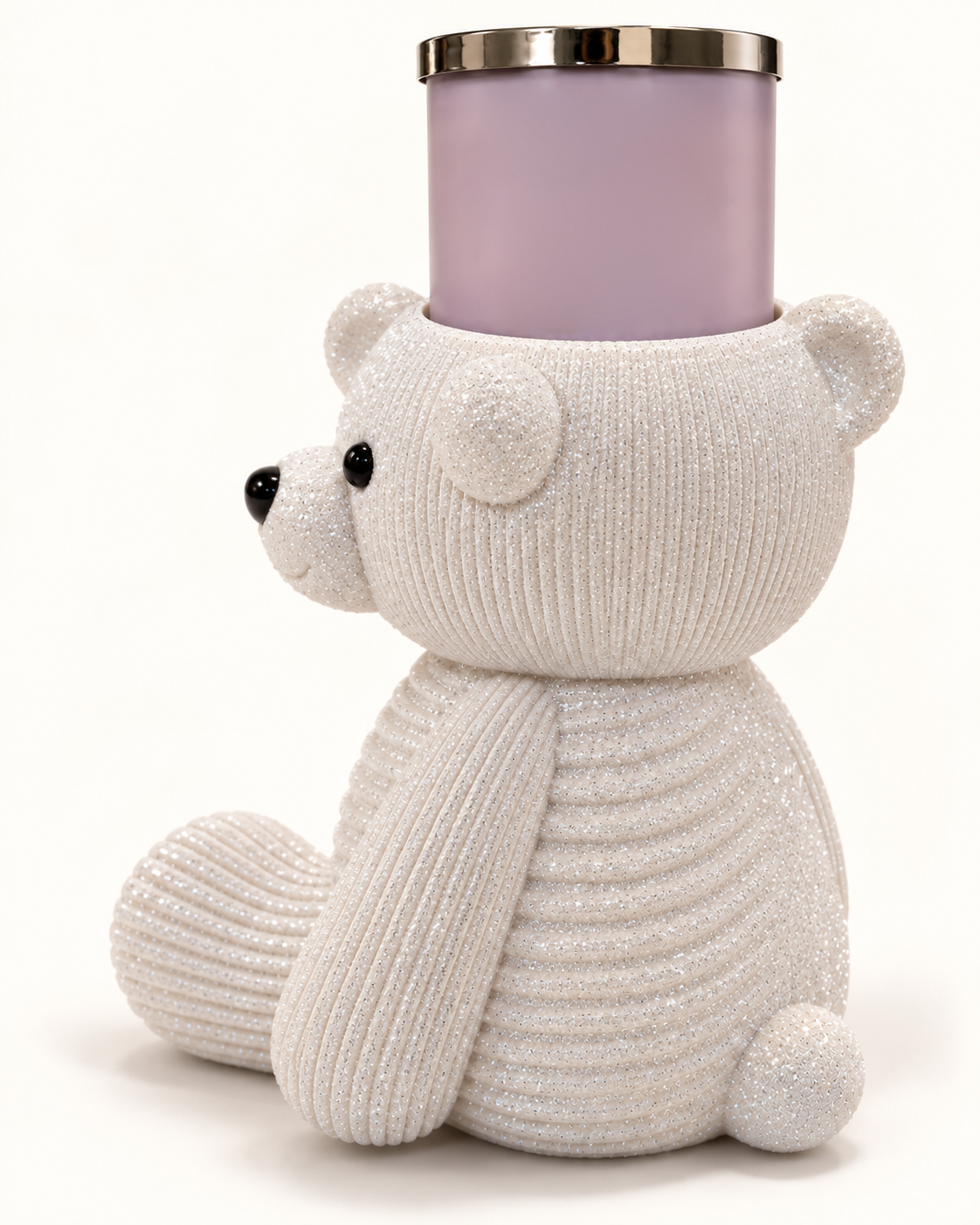 Back and side view of the textured teddy bear holder