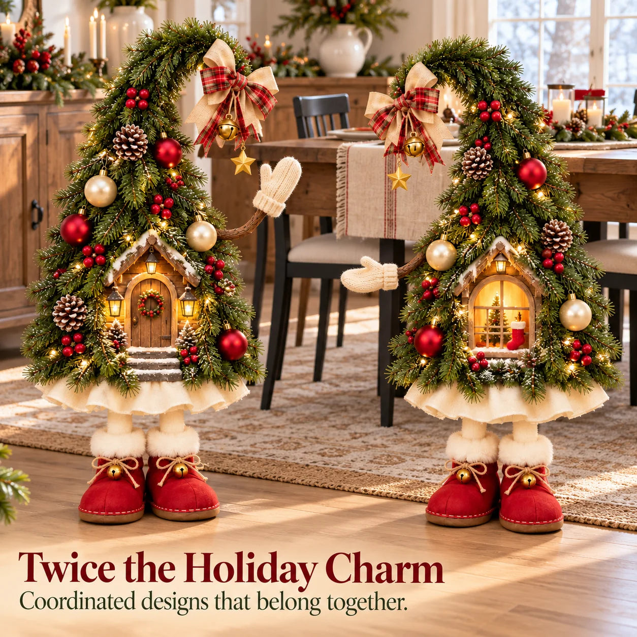 Twice the Holiday Charm — Christmas tree character decor