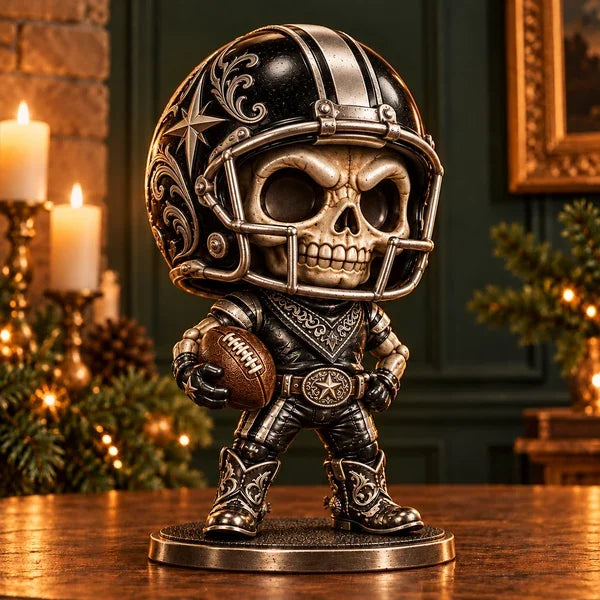 Black and silver skull football figure