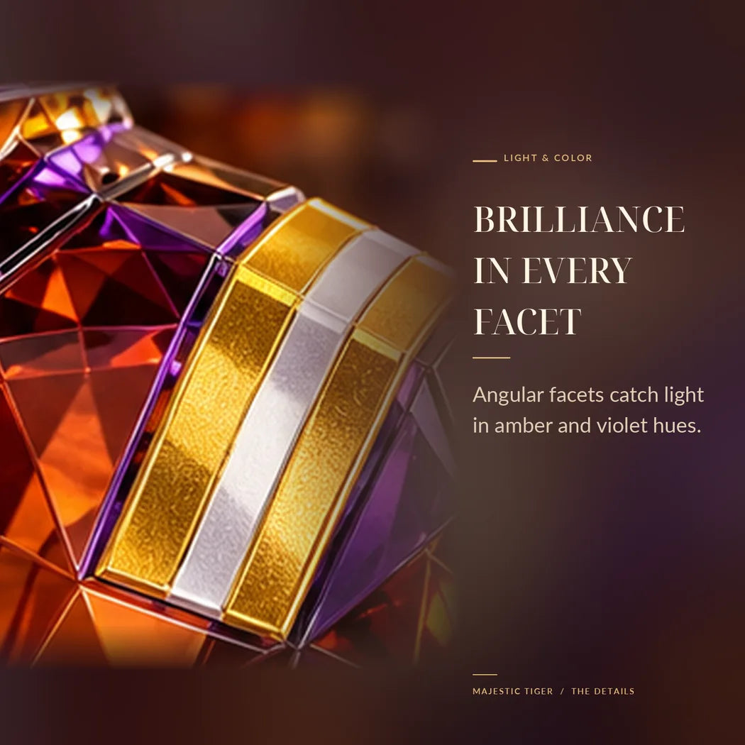 Amber, purple and gold geometrical glass facets