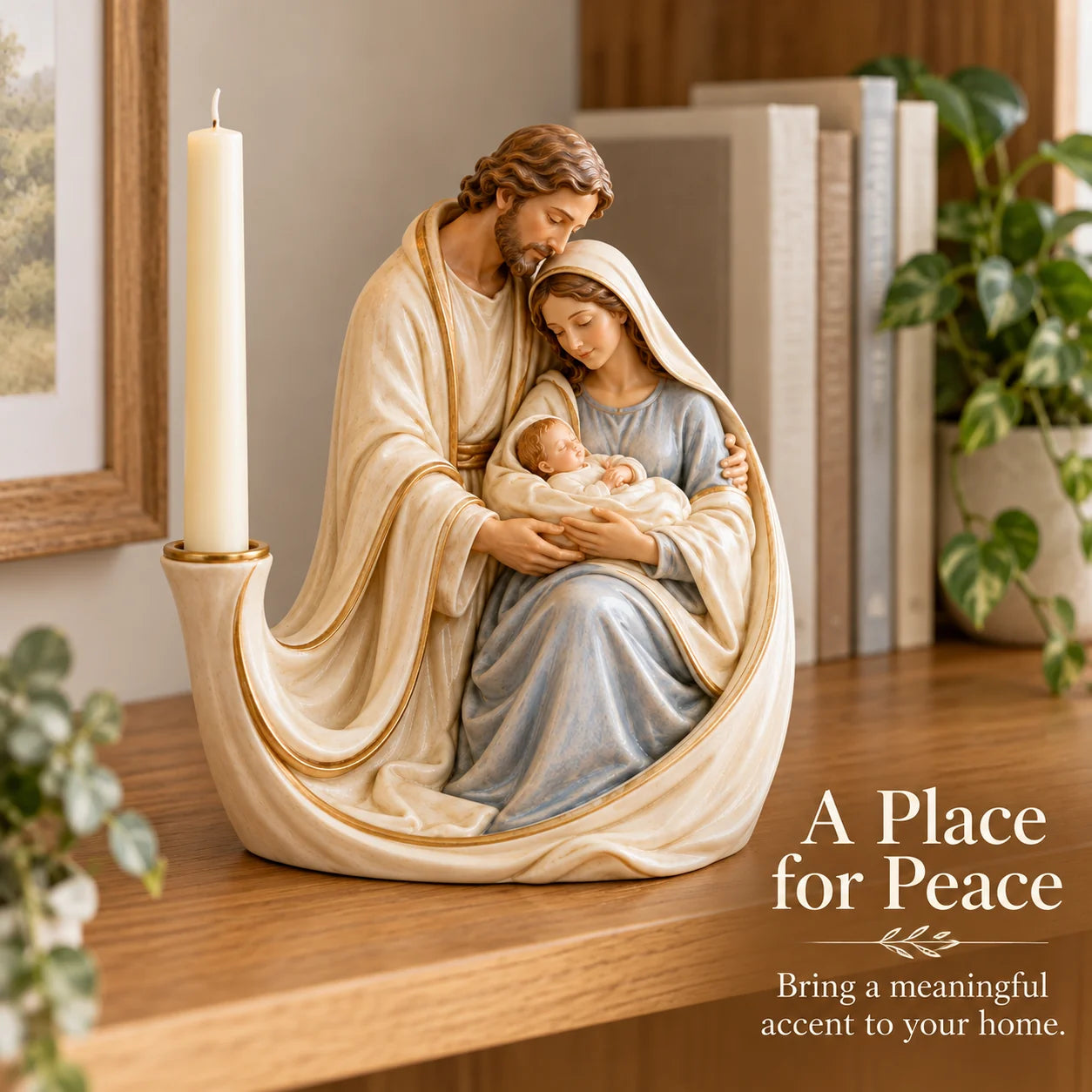 Nativity family candleholder — Christmas home decor