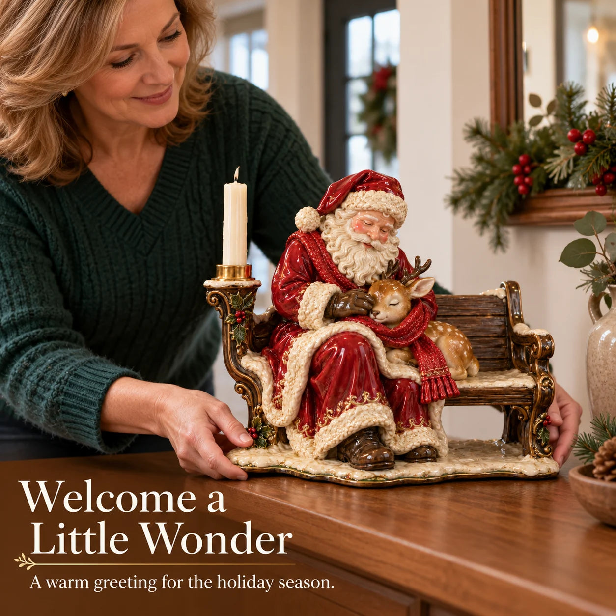 Nativity family candleholder — Christmas home decor
