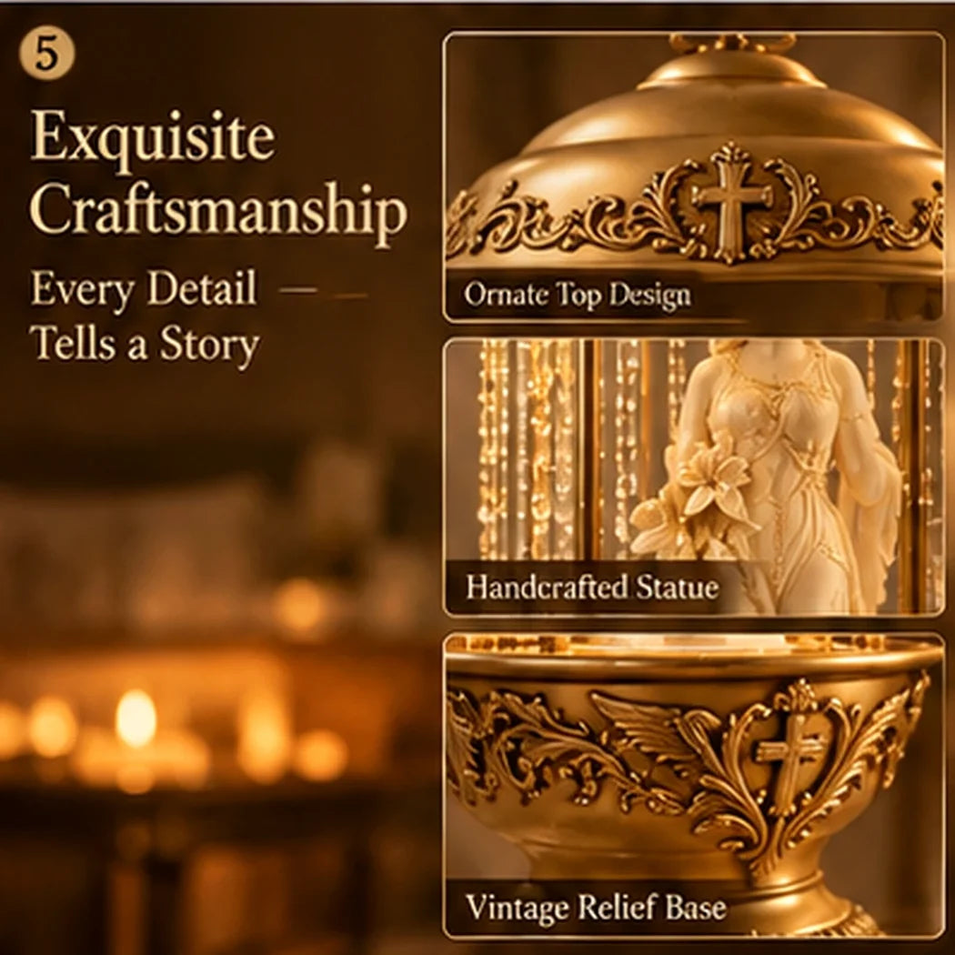 Vintage gold dome, ornamental statue and relief base detailing