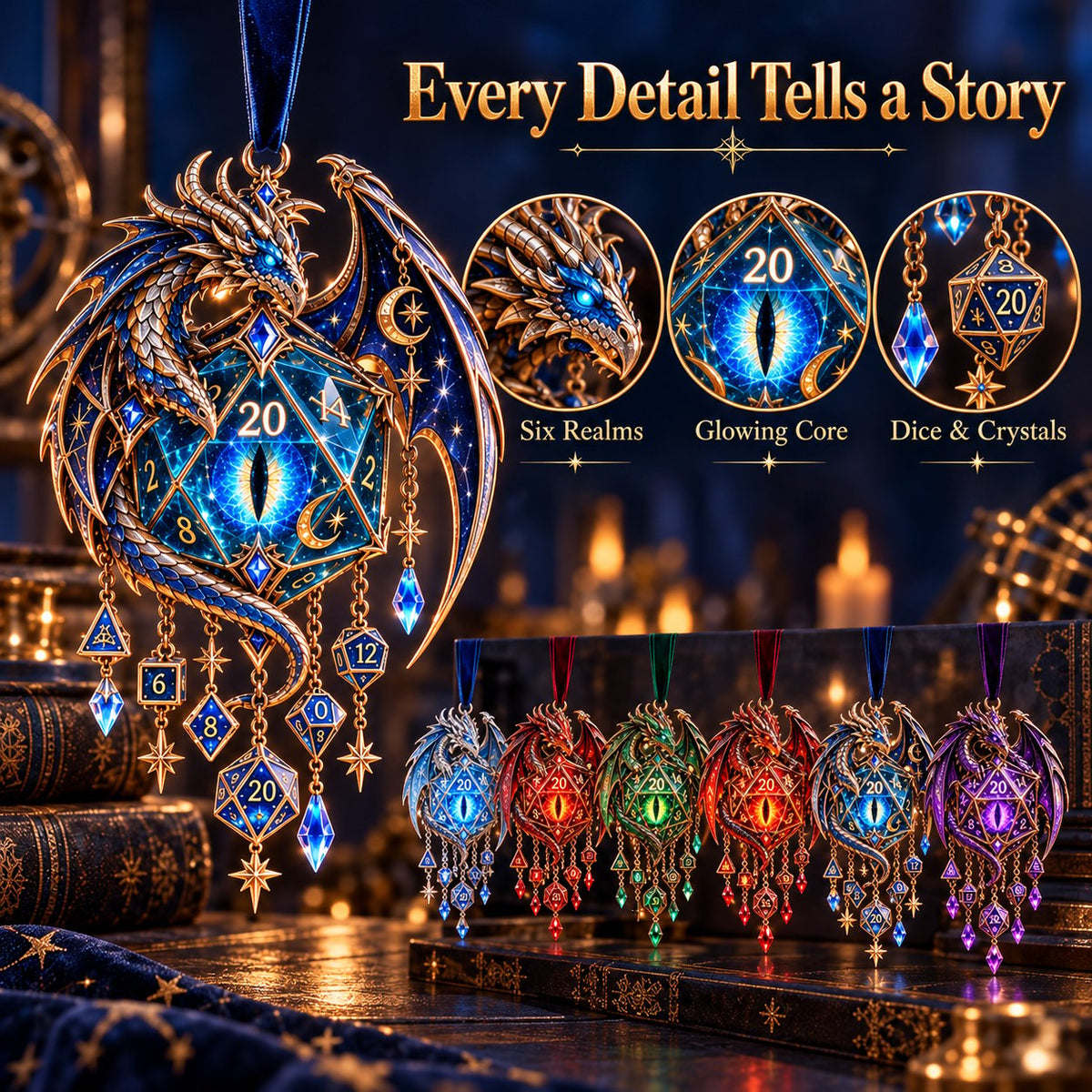 Glow Dragon Hanging Wind Chime for Fantasy Room Styling