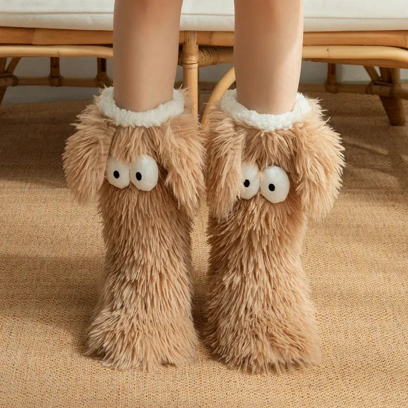 OFF⚡50K+ SOLD💕Women's Plush Slippers Socks Floor Socks Winter Home Indoor Thickened Fleece-Lined Anti-Slip Adult Women's Plush Snow Socks Shoe Covers