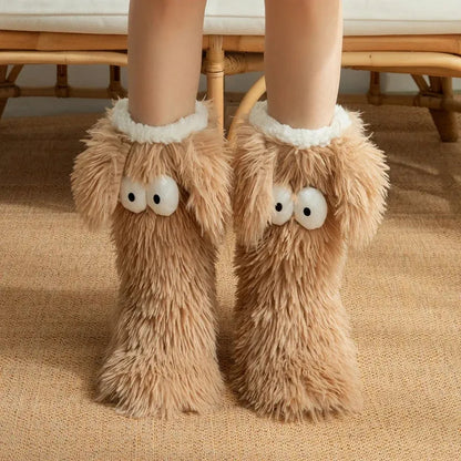 OFF⚡50K+ SOLD💕Women's Plush Slippers Socks Floor Socks Winter Home Indoor Thickened Fleece-Lined Anti-Slip Adult Women's Plush Snow Socks Shoe Covers