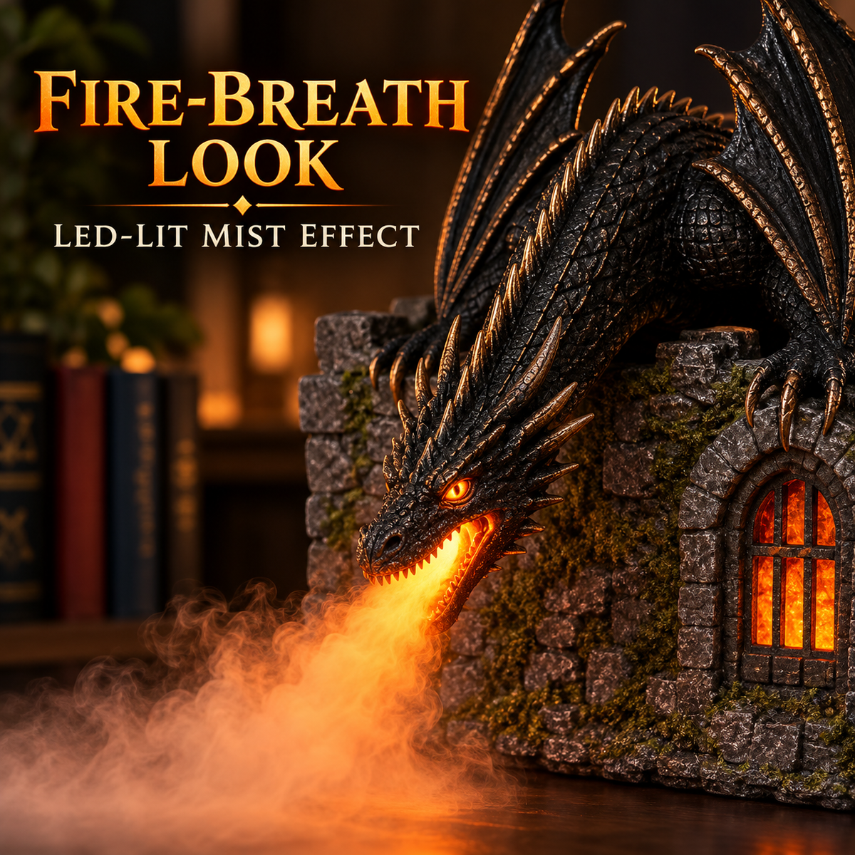 🐉 Dragon Castle Mist Sprayer | LED Fire Breath Light, Humidifier & Air Purifier