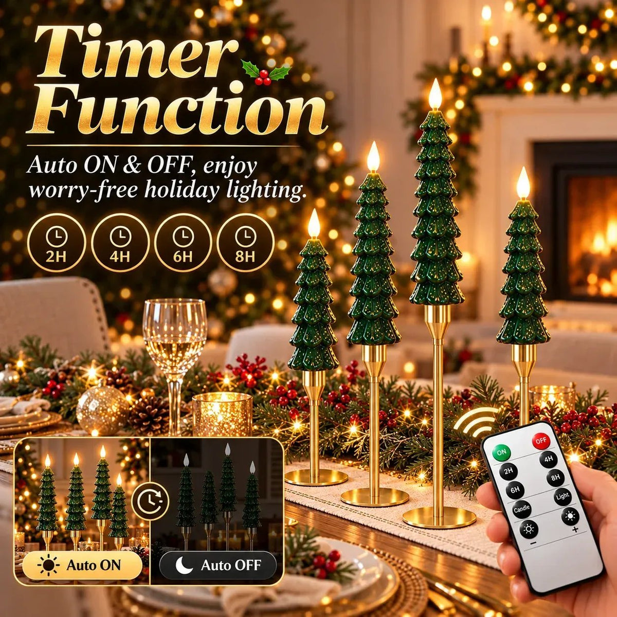 Remote Control Christmas Tree LED Candles – Flameless Flickering Holiday Decor