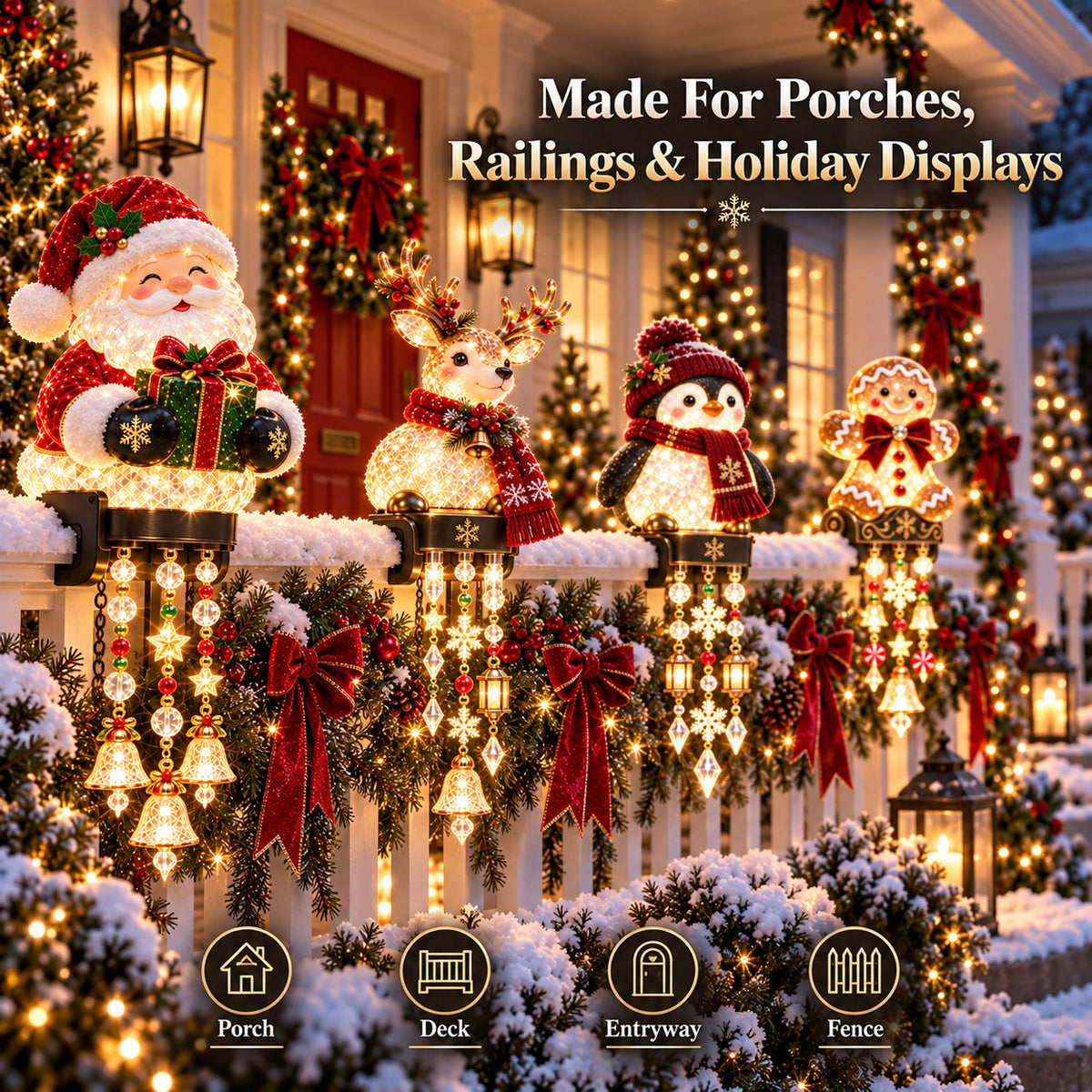 Christmas character railing lights