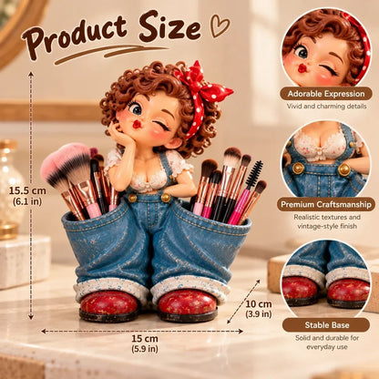 💕Little Miss Pockets – Cute Vintage Girl Organizer with Denim Storage Pockets