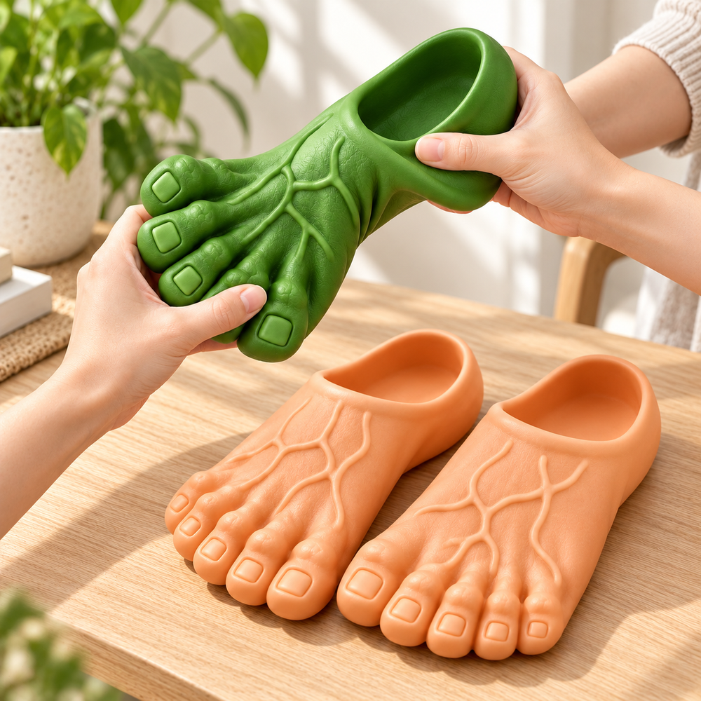 Close-up of Giant Toe Slippers