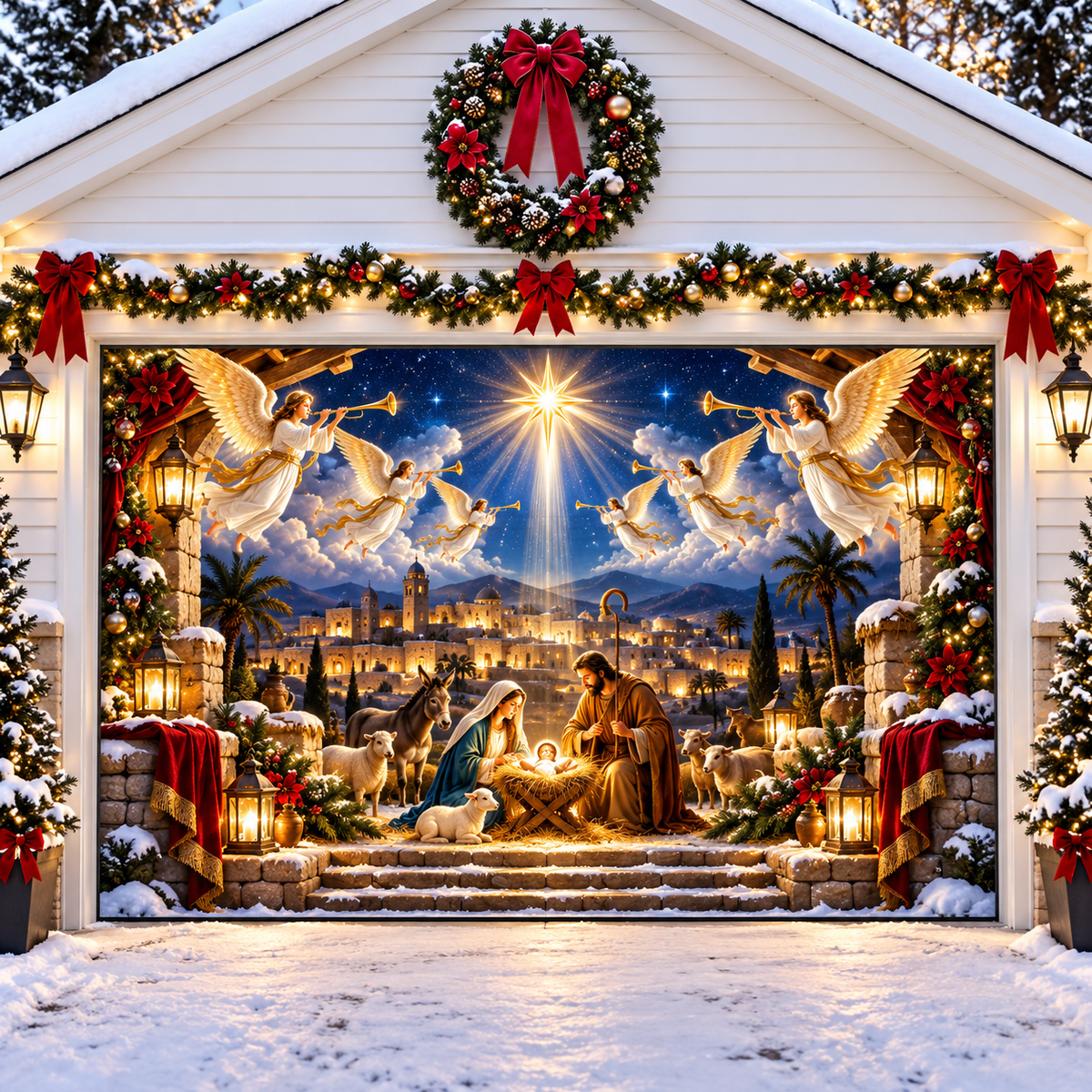 🔥LAST DAY 50% OFF🎄 Christmas Garage Door Cover 🚗✨