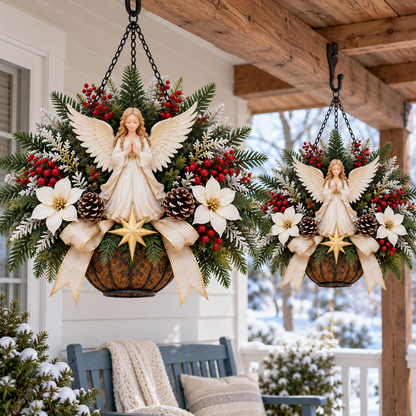 🎄 CHRISTMAS LIMITED-TIME 50% OFF | Christian Christmas Hanging Basket™ – Angel & Dove Faith-Inspired Holiday Porch Decor