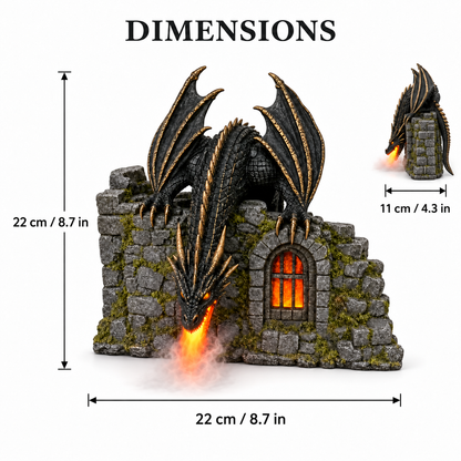 🐉 Dragon Castle Mist Sprayer | LED Fire Breath Light, Humidifier & Air Purifier