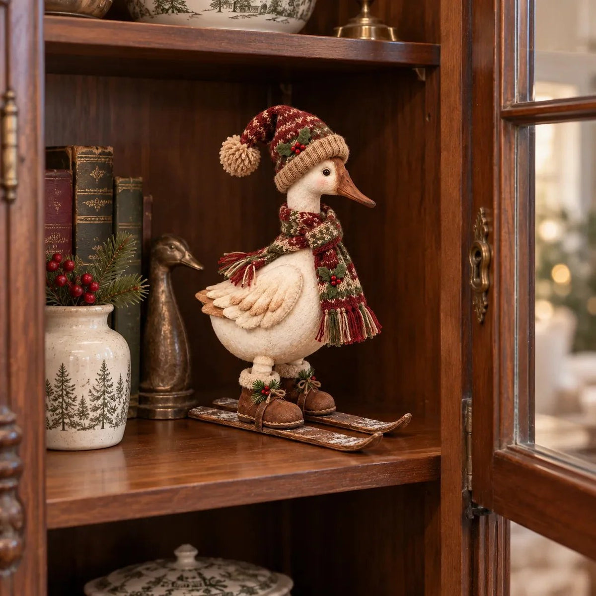 🎄⛷️ Vintage Christmas Skiing Goose Figurine | Adorable Holiday Home Decor