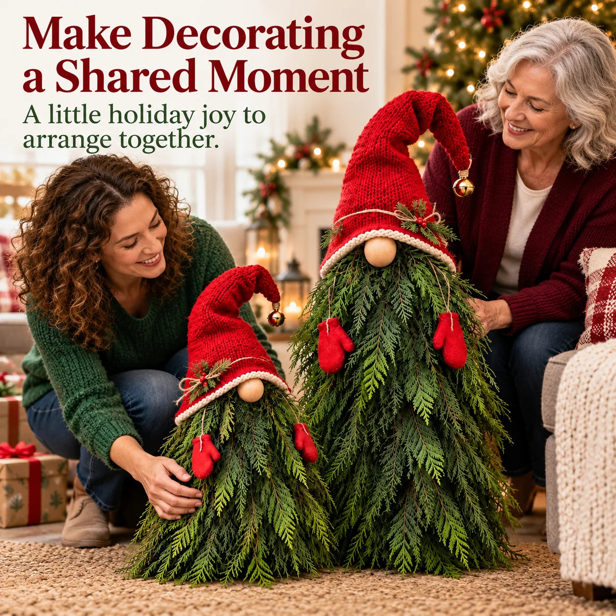 Make Decorating a Shared Moment — Christmas evergreen gnome decoration