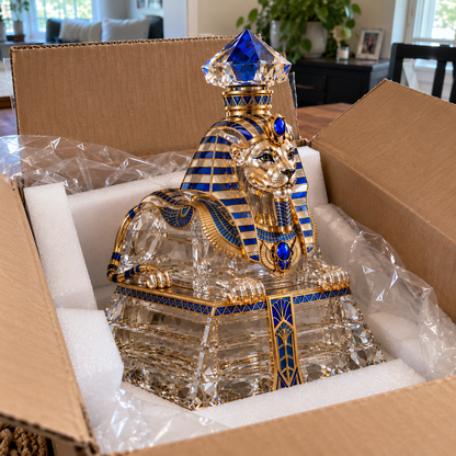 The Sphinx’s Legacy Whiskey Decanter — Royal Blue & Gold Limited Collector’s Edition