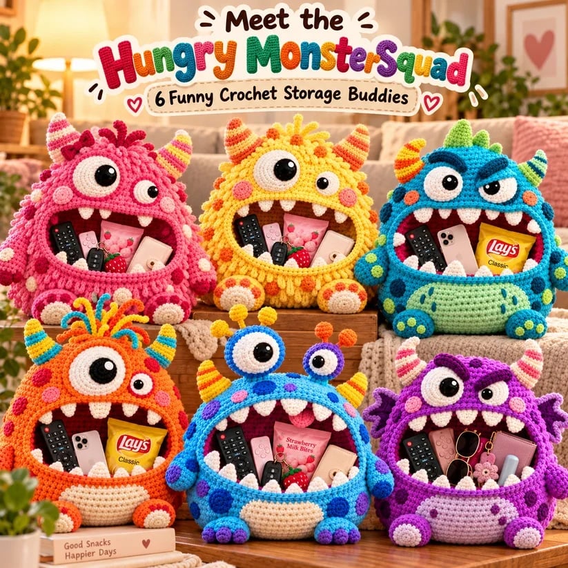 👾🧶Clutter Munchers Hungry Monster DIY Crochet Storage Buddies