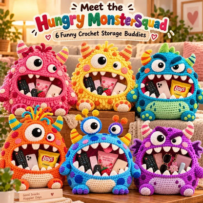 👾🧶Clutter Munchers Hungry Monster DIY Crochet Storage Buddies