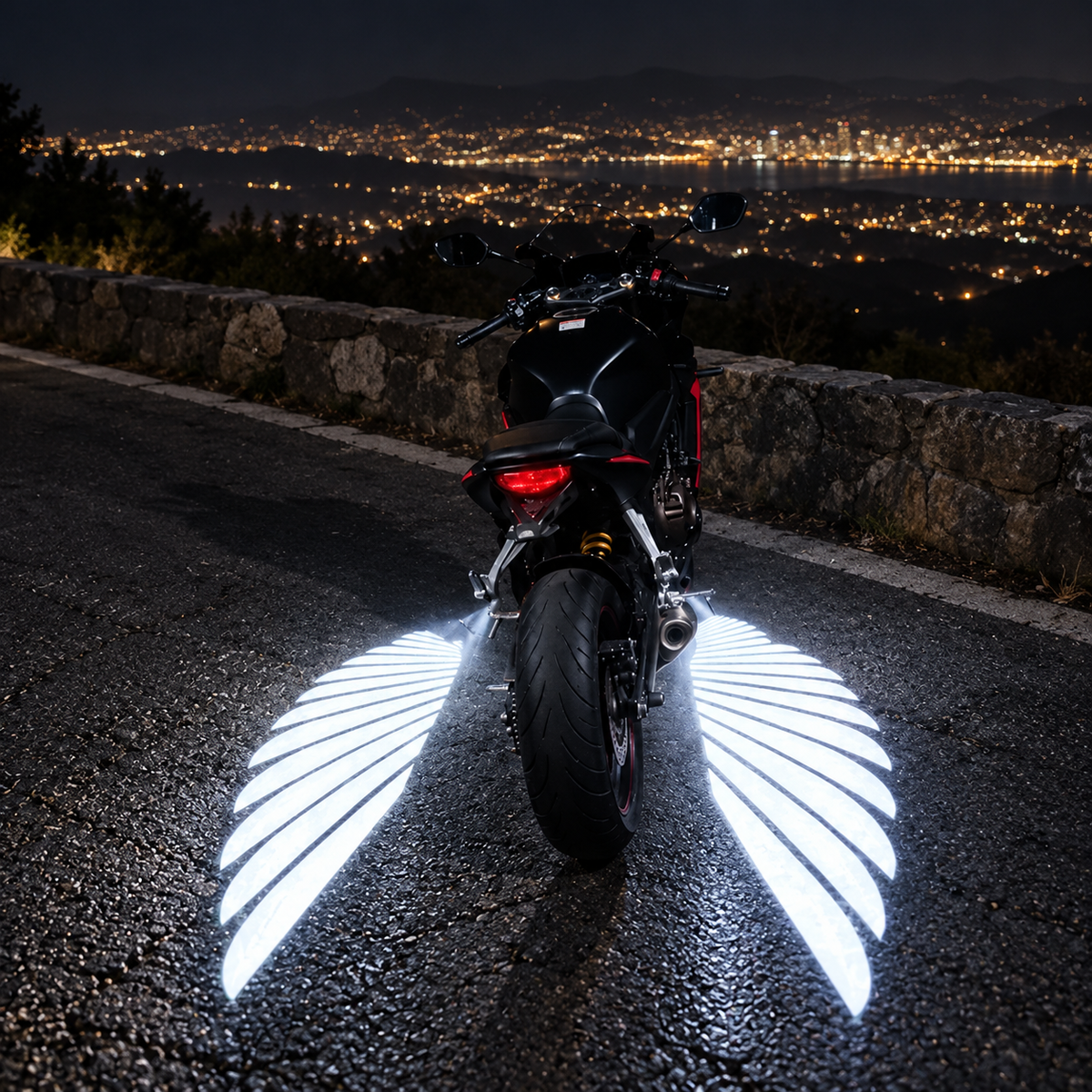 🔥 LAST DAY 50% OFF 🏍️ IP67 Waterproof & Dustproof Angel Wing Motorcycle LED Projector Lights (1 Pair)