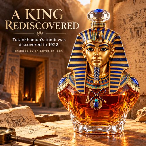 👑 Tutankhamun’s Legacy Whiskey Decanter — Blue & Gold Limited Custom Edition