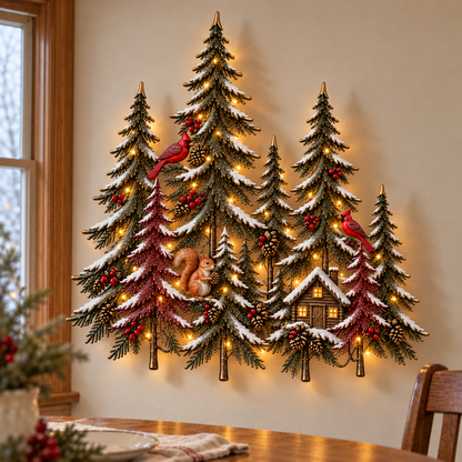 🌲 Woodland Glow – Lighted Winter Forest Wall Decor