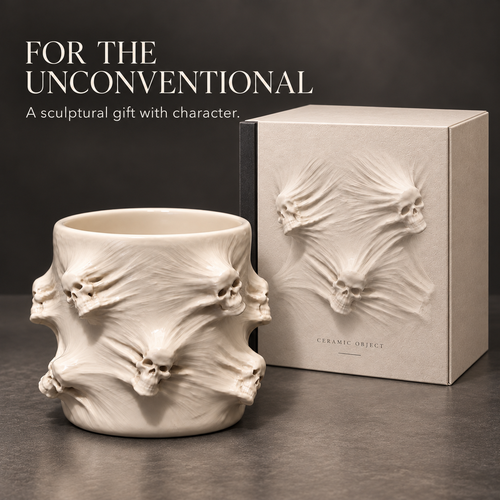 💀 Unbound Souls – Sculptural Skull Vessel 🖤