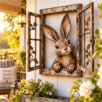 🪟 Rustic Peek-A-Boo Animal Window - Handcrafted Iron Wall Art That Brings a Little Woodland Charm Home 🌿