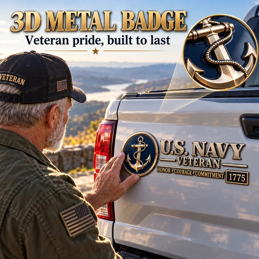 3D Metal Veteran Honor Auto Badge | For daily driving & veteran gatherings