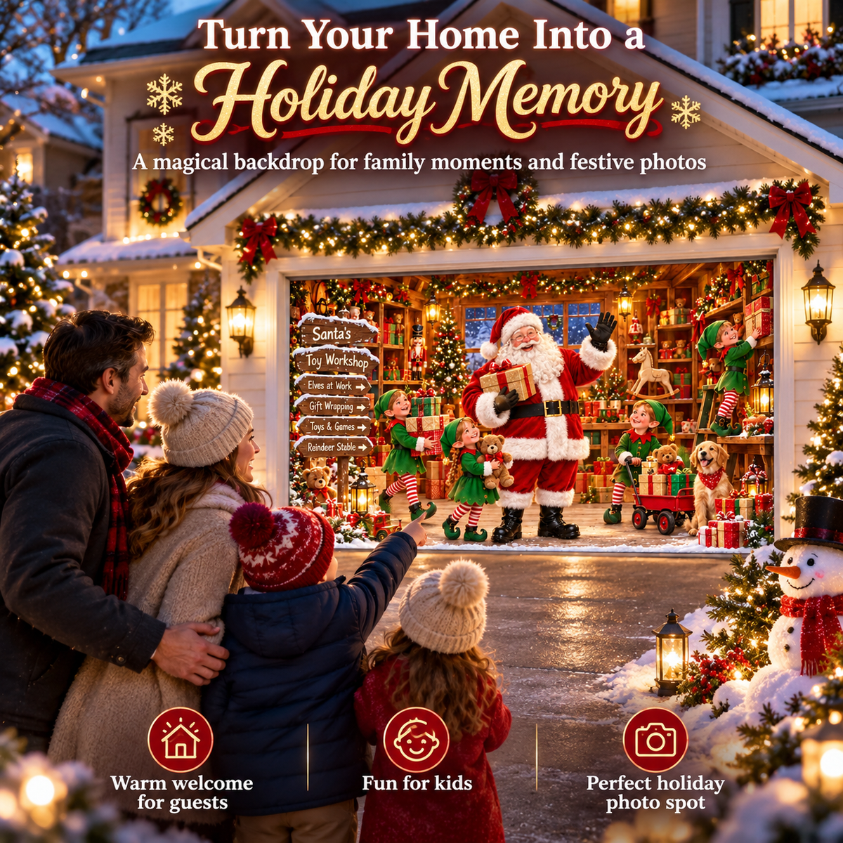 🔥LAST DAY 50% OFF🎄 Christmas Garage Door Cover 🚗✨
