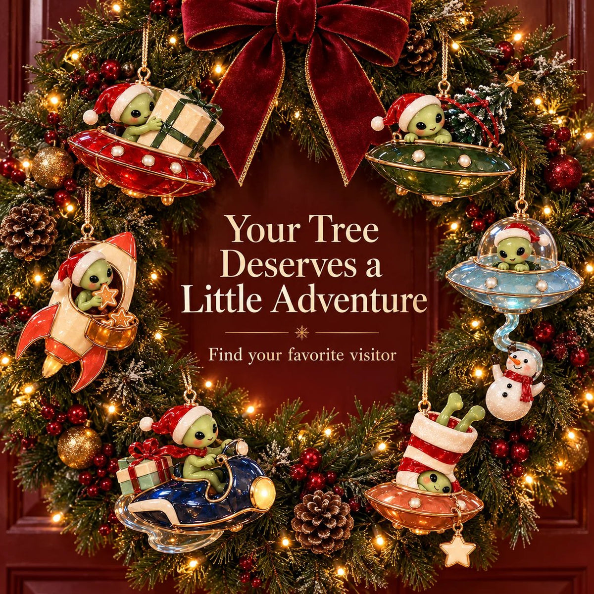 👽🎄 Christmas Alien UFO Ornaments – 6 Cute Cosmic Designs, Unique Christmas Tree Decorations & Holiday Gifts 🚀✨