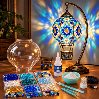 ⏳ Last Day 49% OFF – 🎨 Beginner-Friendly Turkish Mosaic Hot Air Balloon Lamp DIY Kit | Complete Kit with Mosaic Pieces, Tools & USB Light Included ✨
