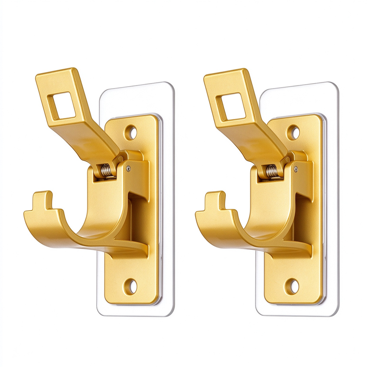 🏠2-Pack No-Drill Curtain Rod Brackets, Self-Adhesive Multifunctional Acrylic Gel Rod Holder Hooks