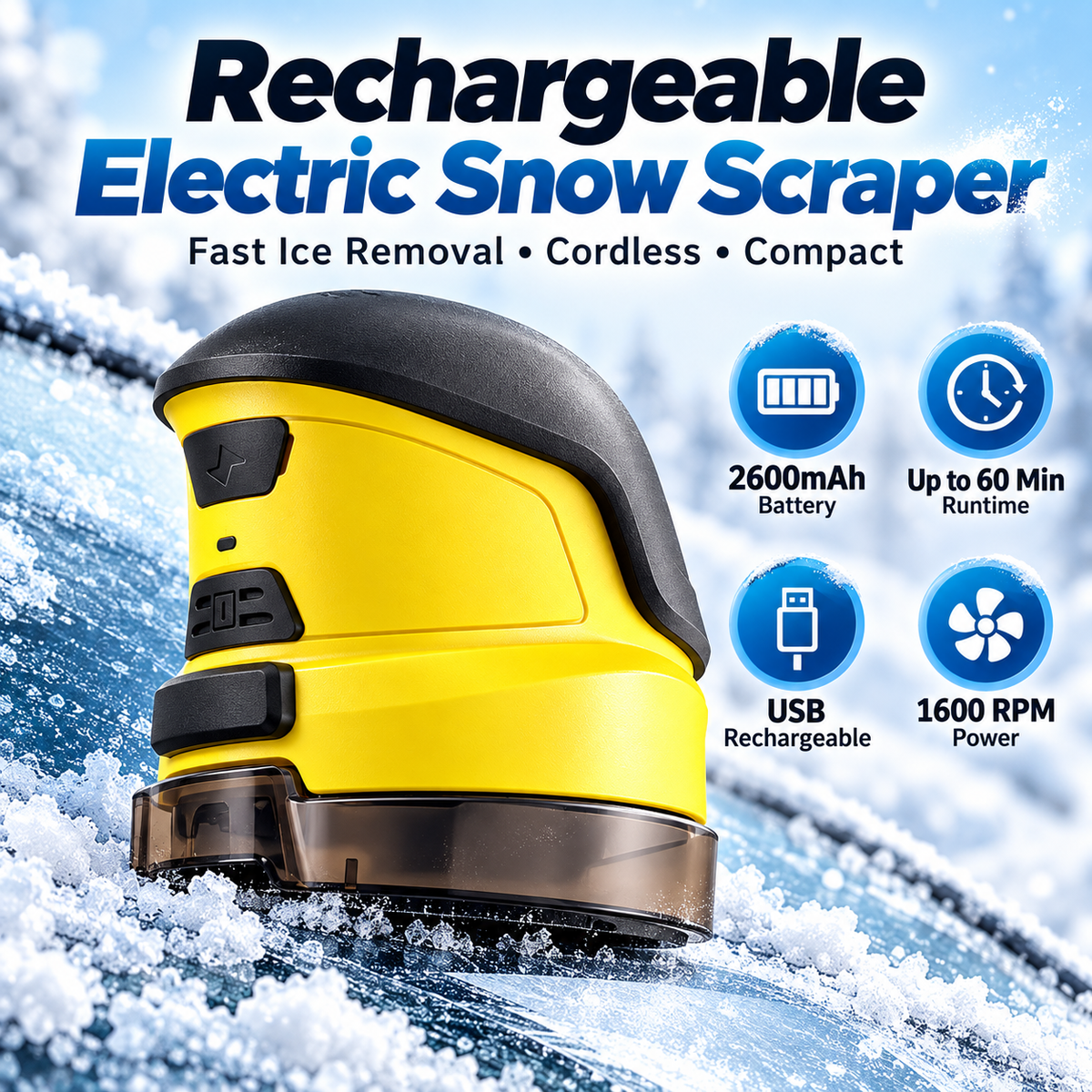🚗❄️ Cordless Electric Ice Scraper – Fast & Easy Windshield Snow Removal