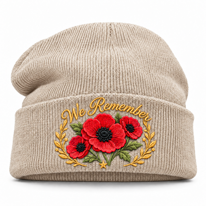🌺 Remembrance Poppy Embroidered Beanie - A Tribute to Those Who Served
