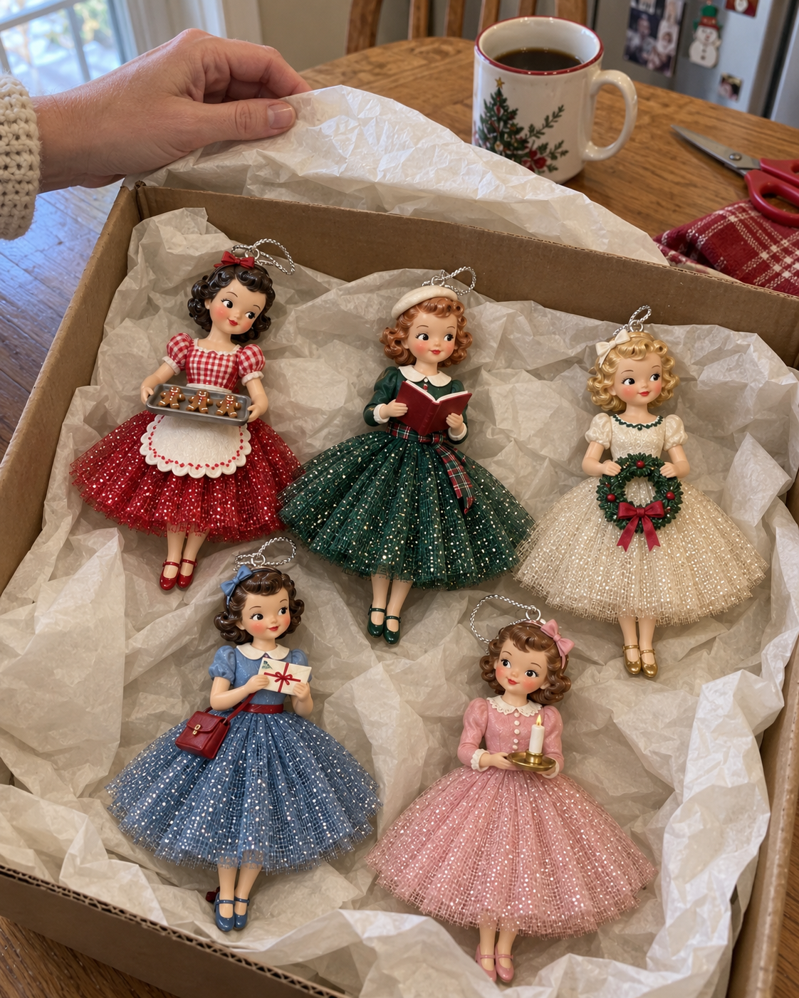 Vintage Christmas Lady Ornaments – 1950s-Inspired Keepsake Collection🎄