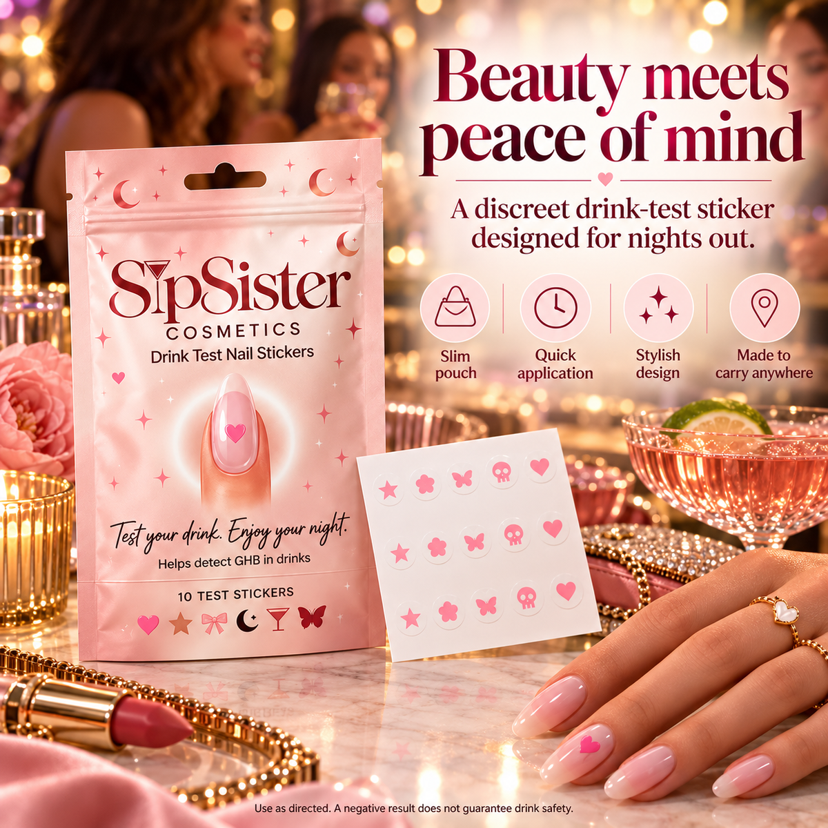 Drink Test Nail Stickers – Discreet Color-Changing Nail Decals for Nights Out
