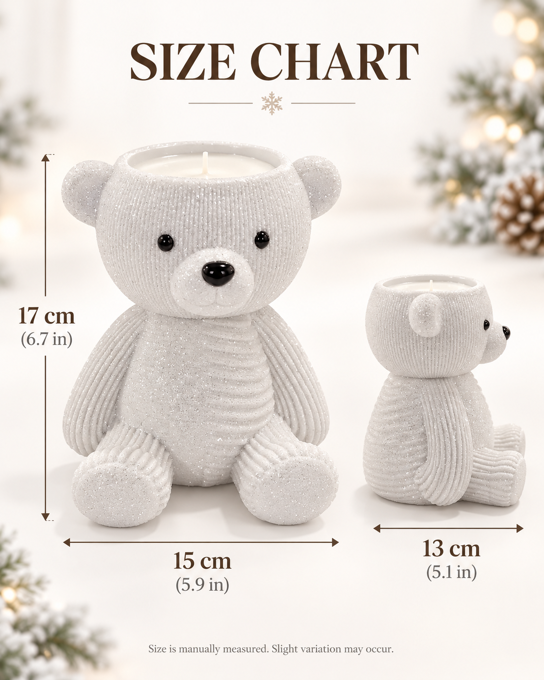 Cozy Polar Bear Candle Holder – Sparkling Winter Home Decor & Christmas Gift