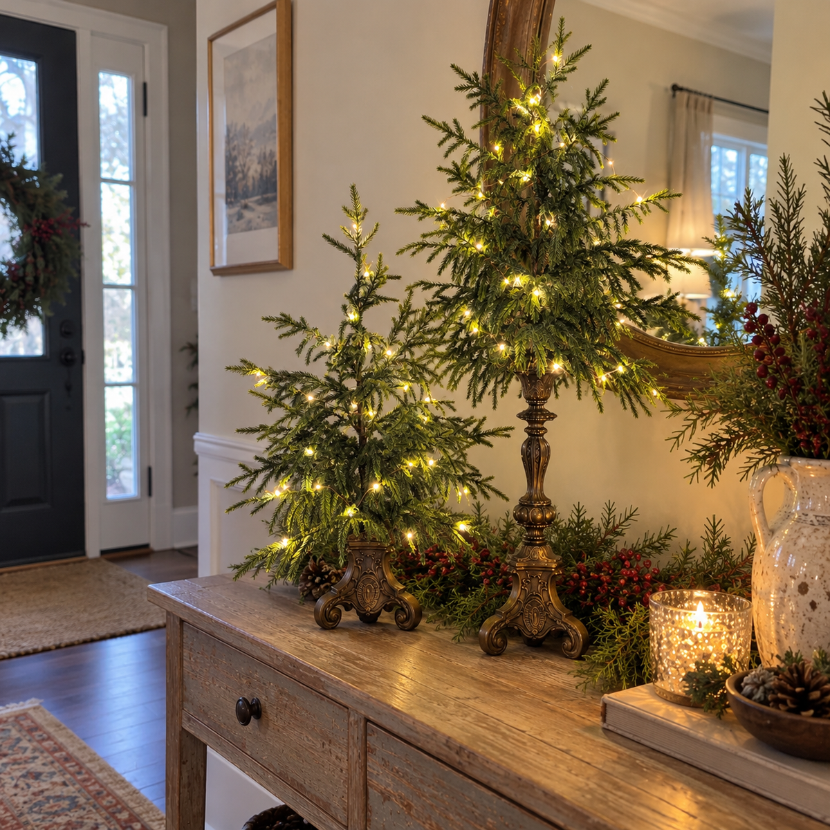 Vintage Lighted Tabletop Christmas Trees