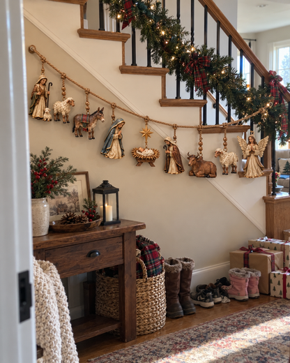 Handcrafted Wooden Nativity Garland