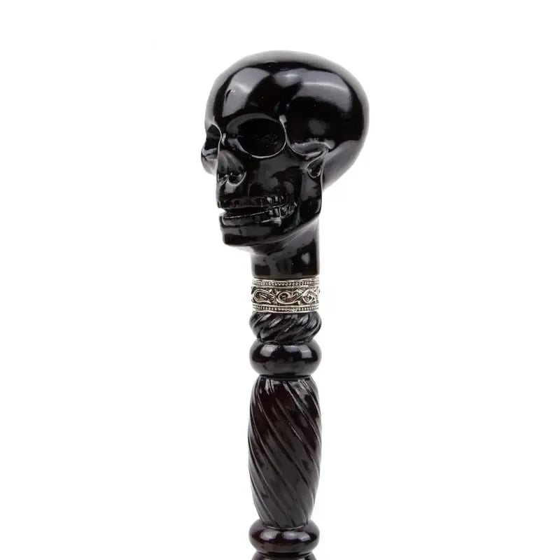 💀Black Devil Skull Wooden Walking Cane
