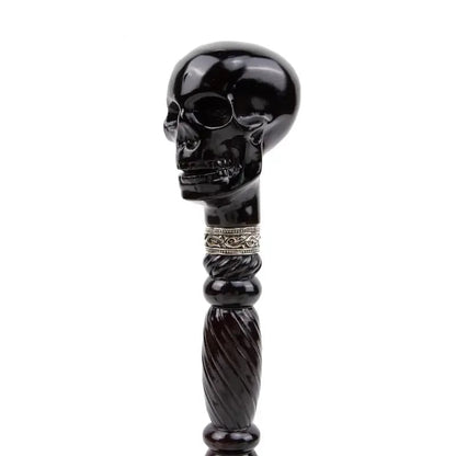 💀Black Devil Skull Wooden Walking Cane