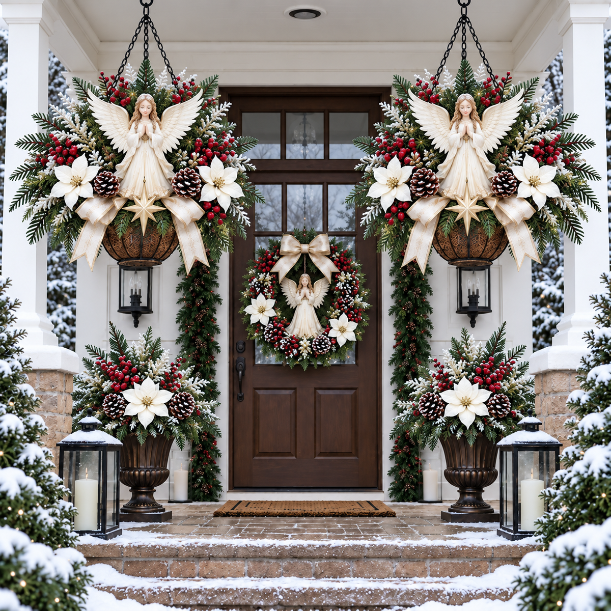 🎄 CHRISTMAS LIMITED-TIME 50% OFF | Christian Christmas Hanging Basket™ – Angel & Dove Faith-Inspired Holiday Porch Decor