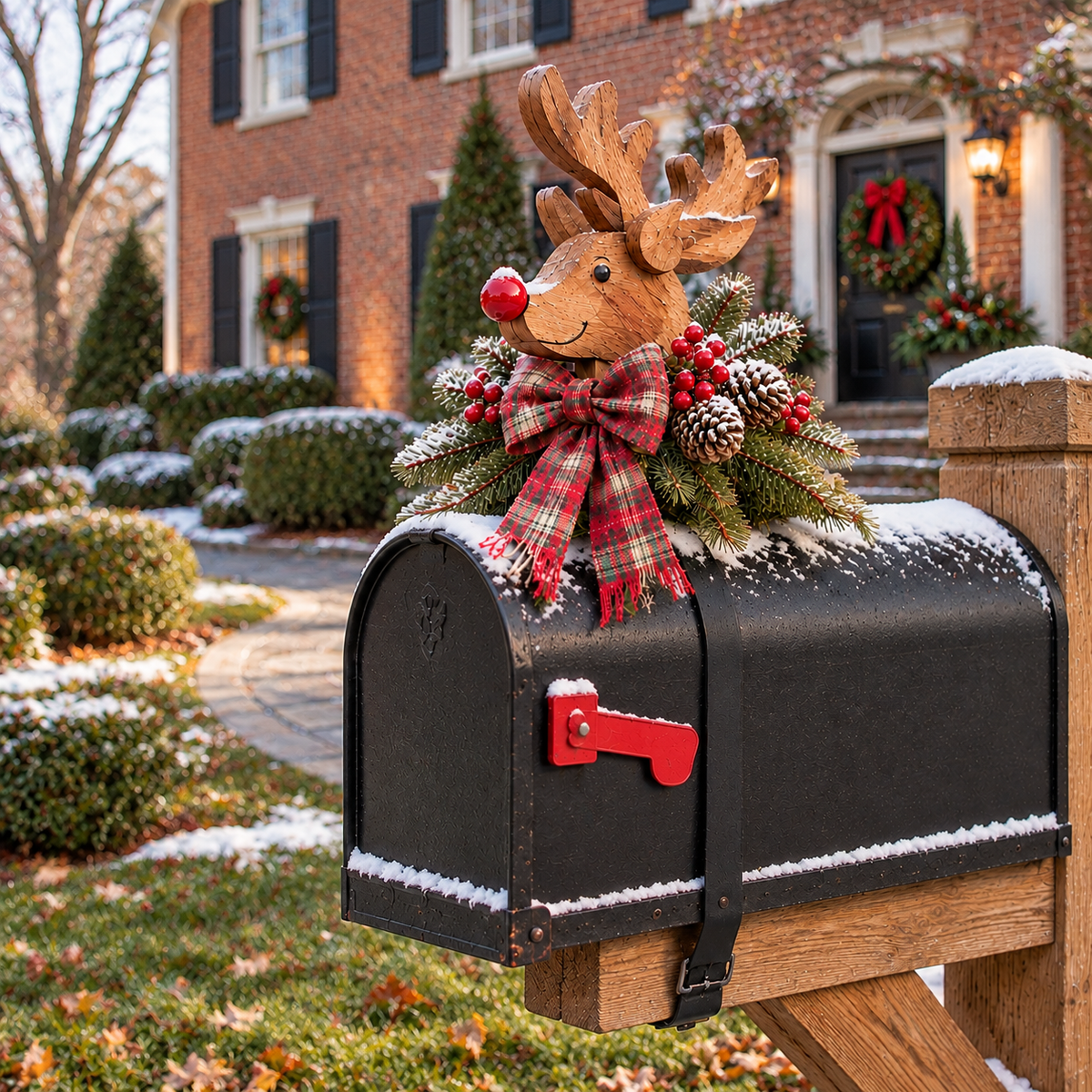 Vintage Christmas Reindeer Mailbox Topper
