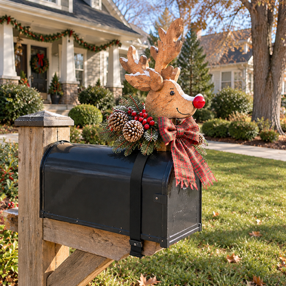 Vintage Christmas Reindeer Mailbox Topper