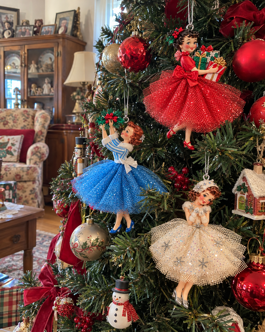 Vintage Christmas Lady Ornaments – 1950s-Inspired Holiday Charm 🎄
