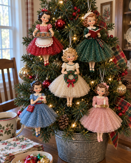Vintage Christmas Lady Ornaments – 1950s-Inspired Keepsake Collection🎄