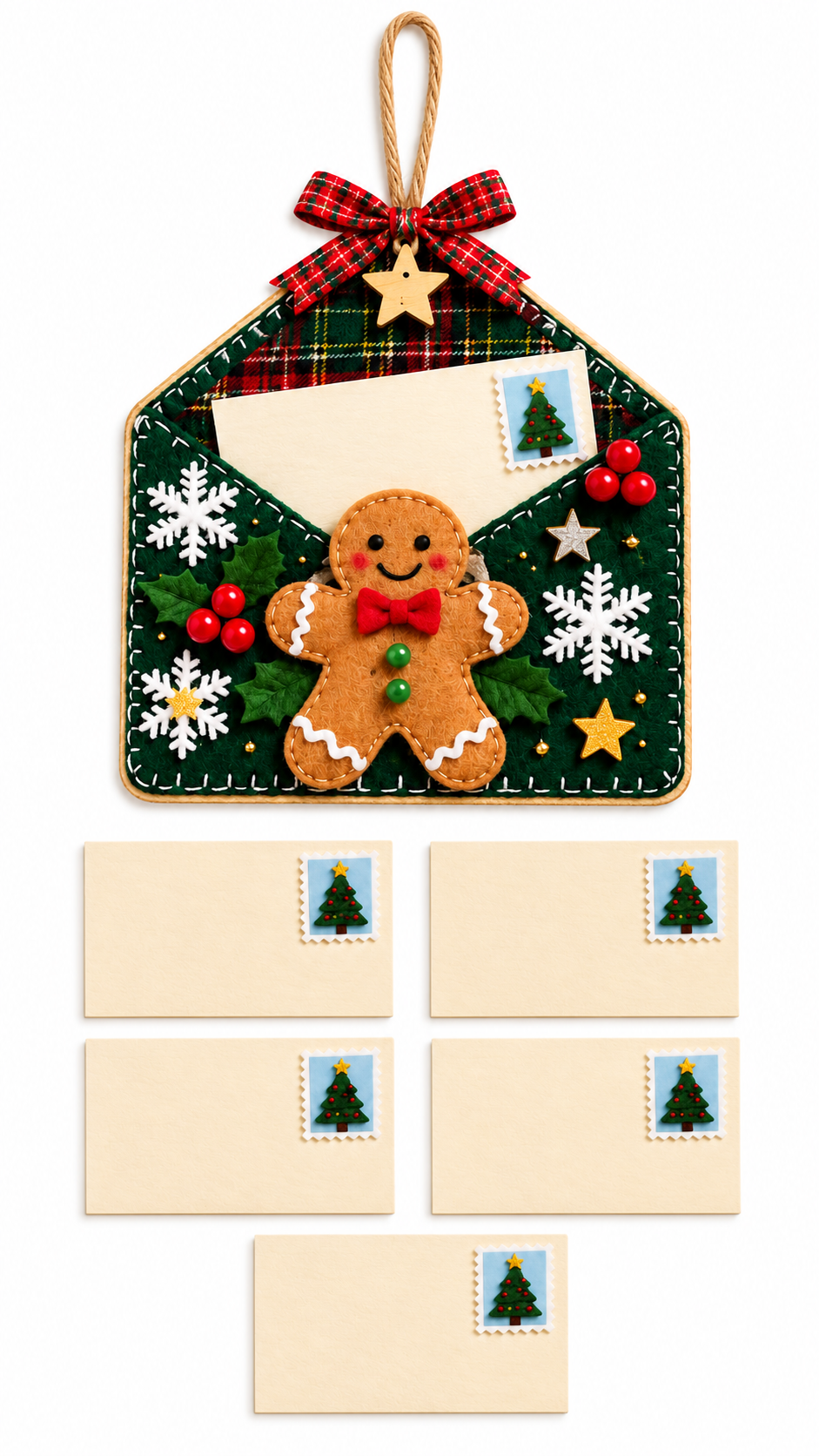 🎁Letters to Santa – Keepsake Christmas Tree Envelope Ornament with 5 Writable Wish Cards